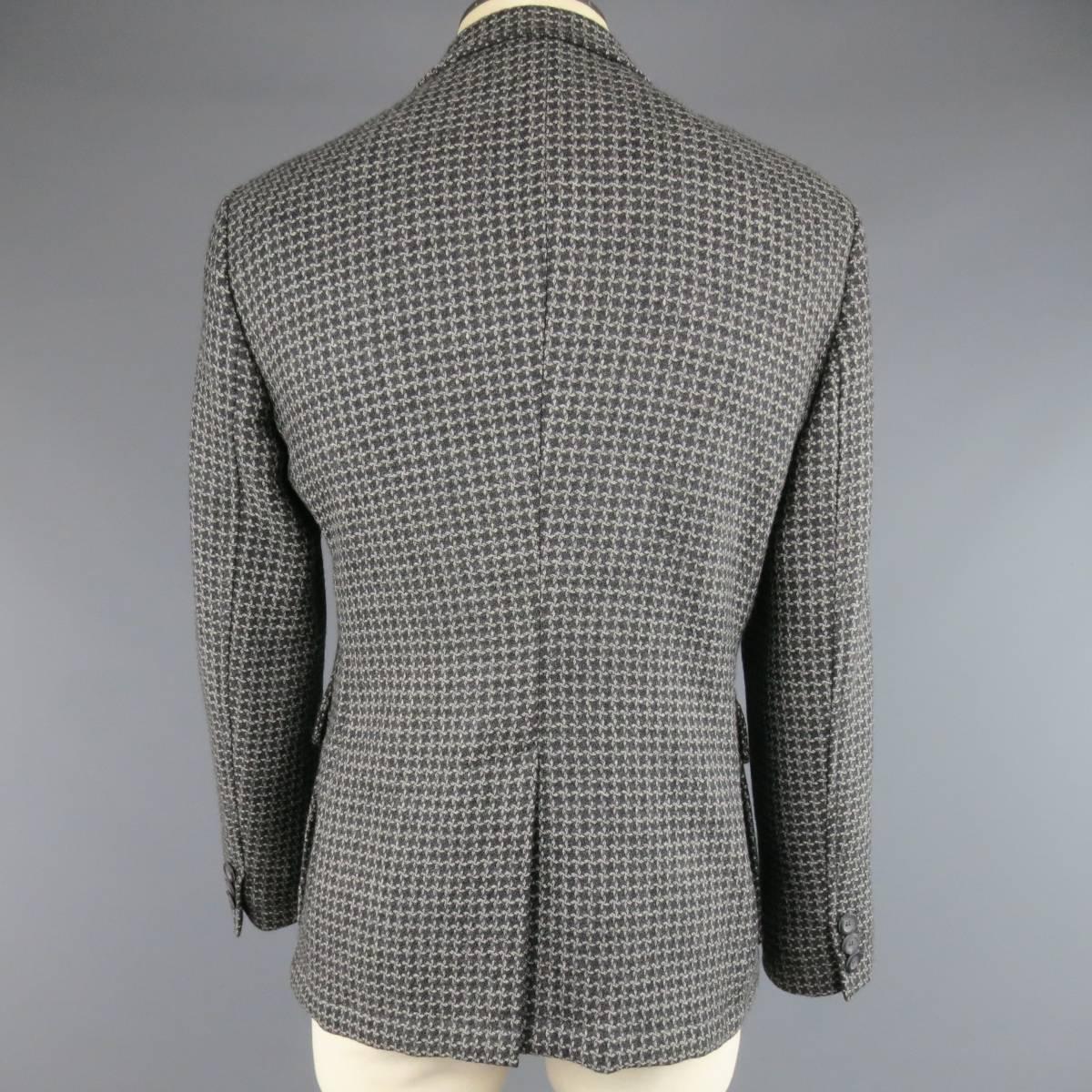 Men's EMPORIO ARMANI 40 Grey Houndstooth Wool Patch Pocket Sport Coat 1