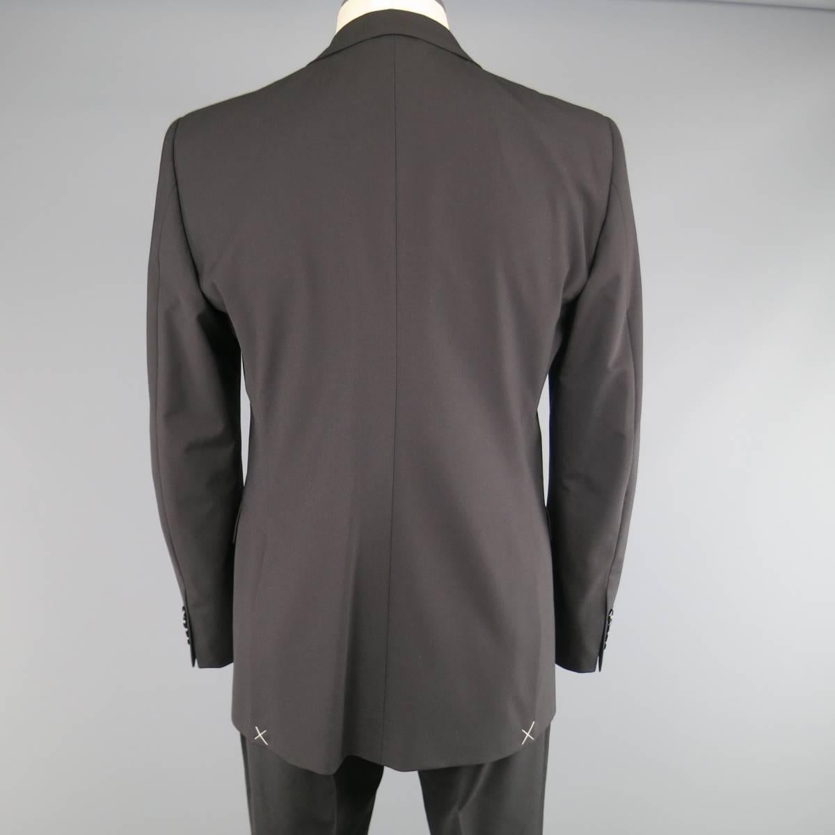 Men's BURBERRY LONDON 40 Regular Black Solid Wool Blend 34 34 Suit 1