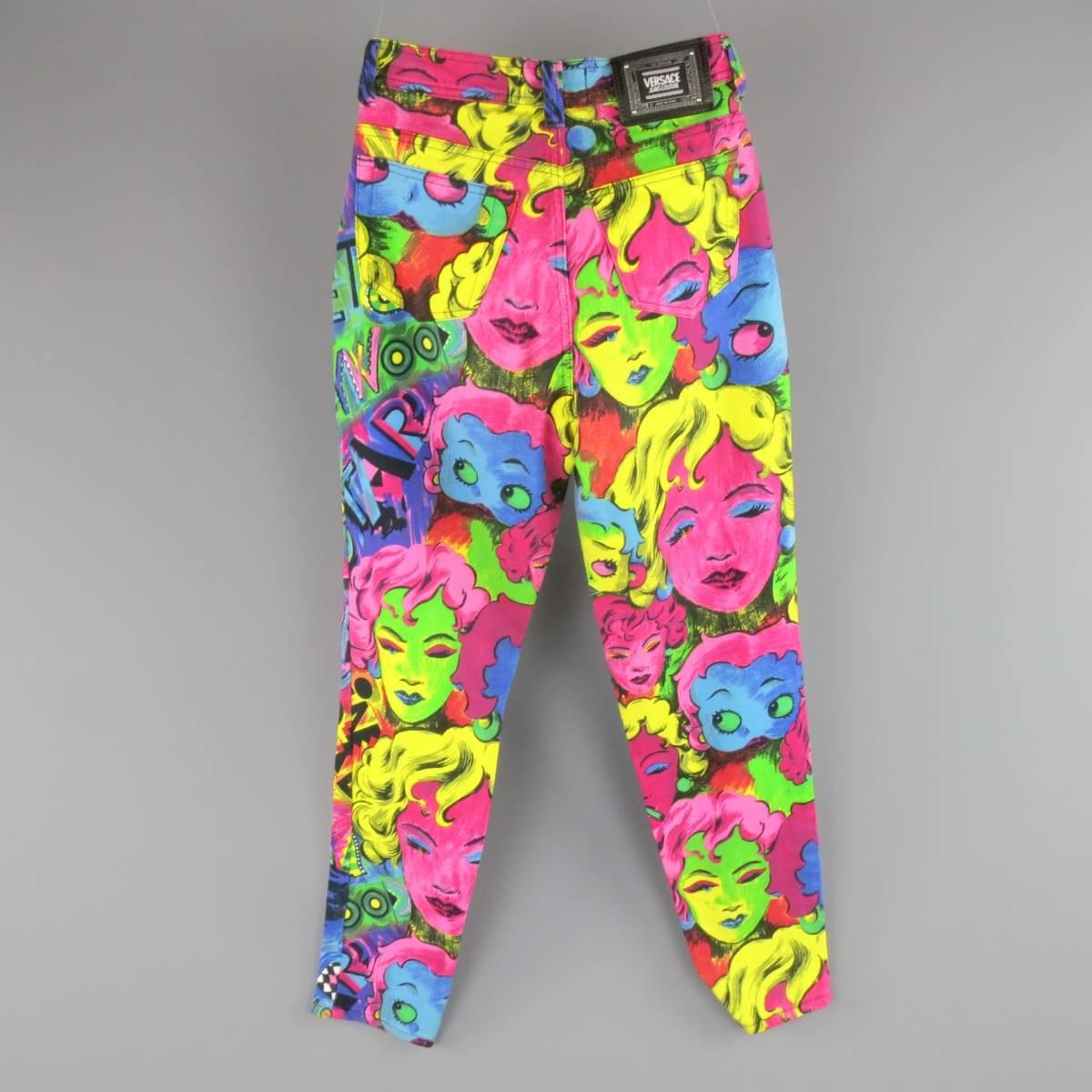 Brown GIANNI VERSACE Jeans COUTURE 6 Multi-Color Marilyn Monroe and Betty Boop Jeans