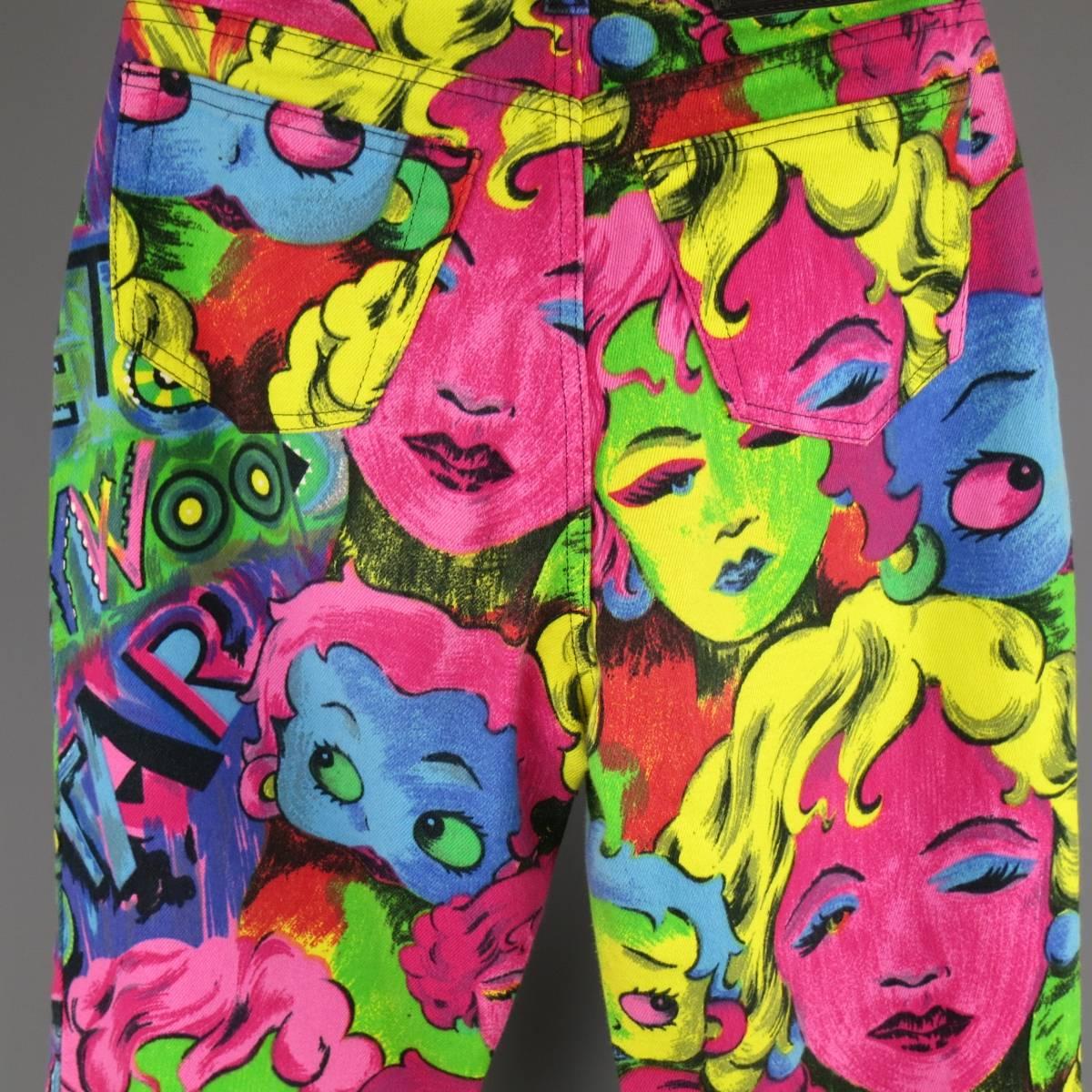 GIANNI VERSACE Jeans COUTURE 6 Multi-Color Marilyn Monroe and Betty Boop Jeans In Excellent Condition In San Francisco, CA