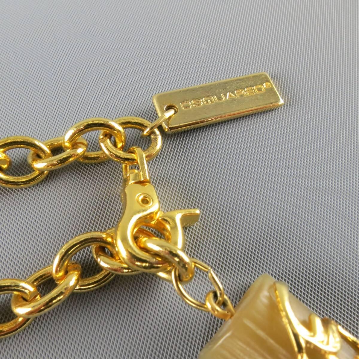 DSQUARED2 Gold Tone Antique Style Acorn Chain Necklace 2
