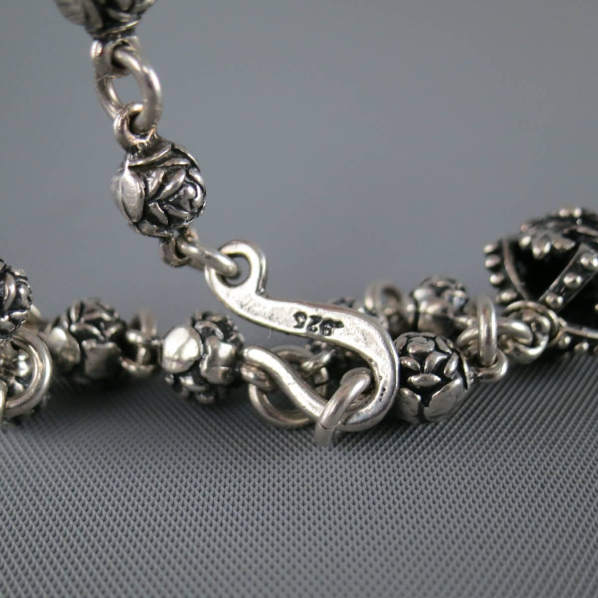 Women's or Men's Sterling Silver Bracelet Rose Chain Black Pearl Crown - Jewelry