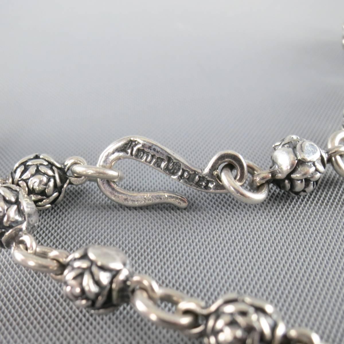 Sterling Silver Bracelet Rose Chain Black Pearl Crown - Jewelry 1