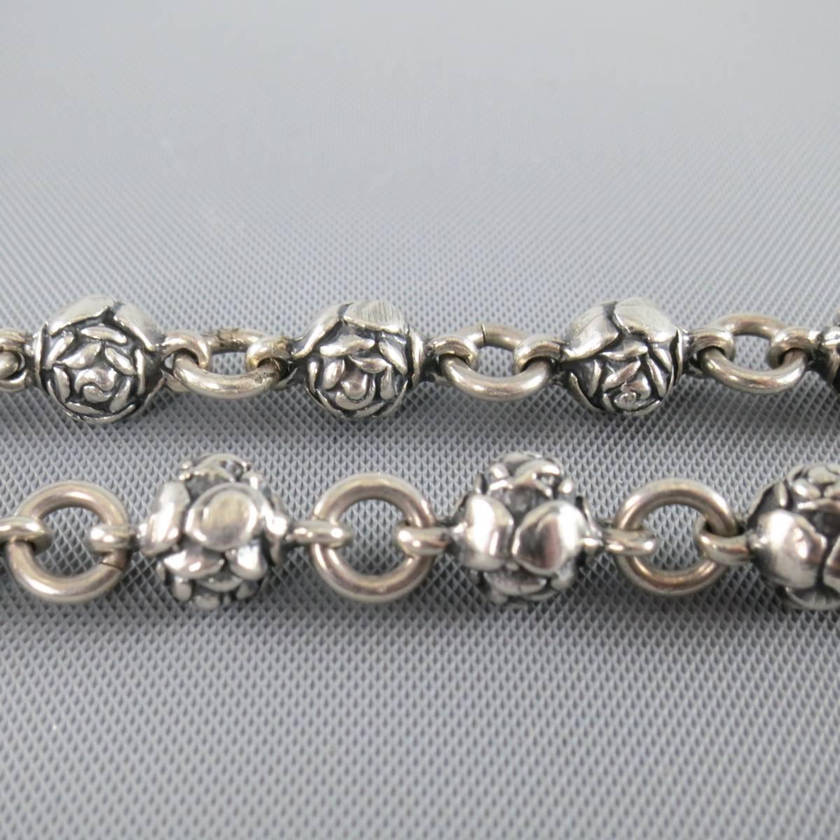 Sterling Silver Bracelet Rose Chain Black Pearl Crown - Jewelry In Good Condition In San Francisco, CA