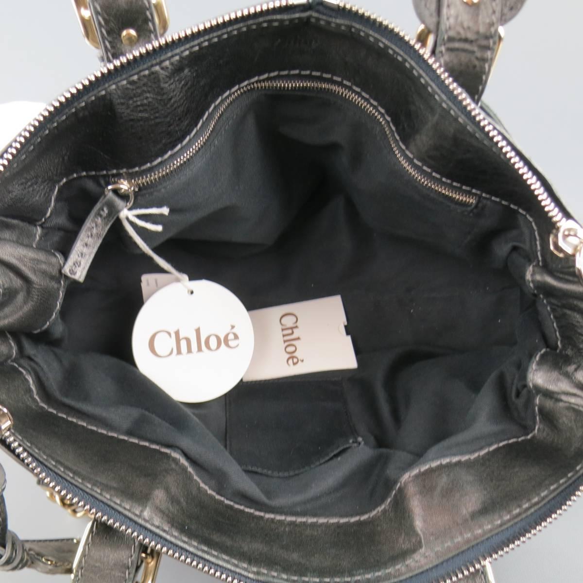 CHLOE Shoulder Bag - Charcoal Leather Paddington Capsule PadLock Chain  In Good Condition In San Francisco, CA