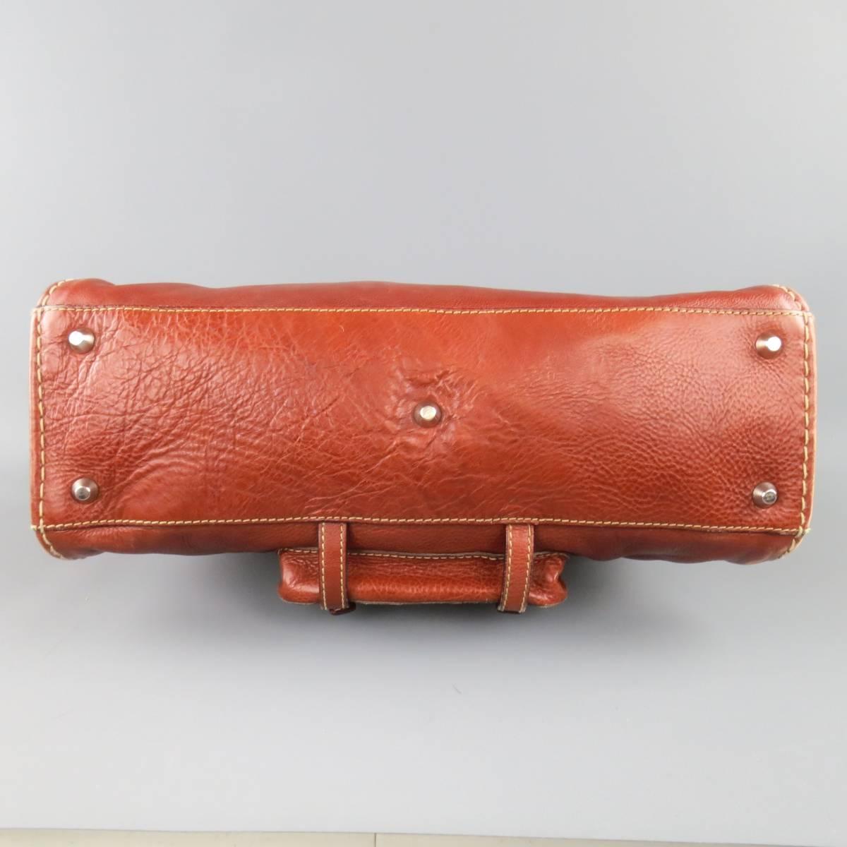 Women's CHLOE Brown Contrast Stitch Leather Edith Handbag