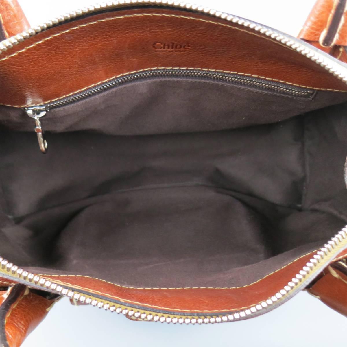 CHLOE Brown Contrast Stitch Leather Edith Handbag 1