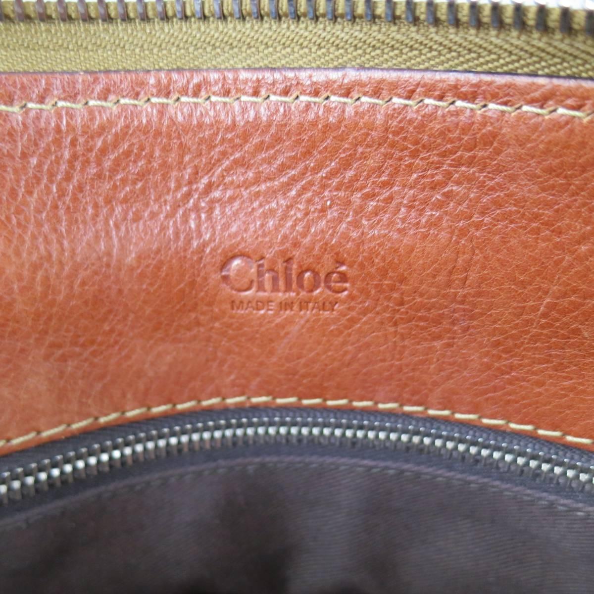 CHLOE Brown Contrast Stitch Leather Edith Handbag 2