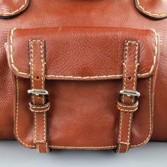 CHLOE Brown Contrast Stitch Leather Edith Handbag