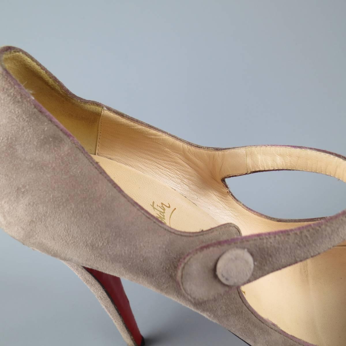 CHRISTIAN LOUBOUTIN Size 10 Taupe Gray Suede Platform Mary Jane Pumps 1