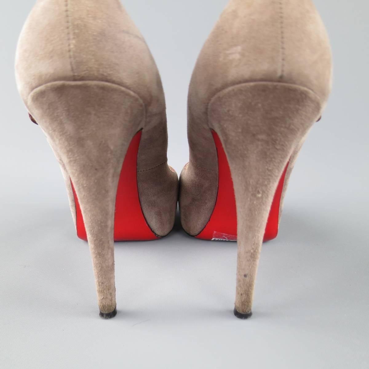 CHRISTIAN LOUBOUTIN Size 10 Taupe Gray Suede Platform Mary Jane Pumps 3