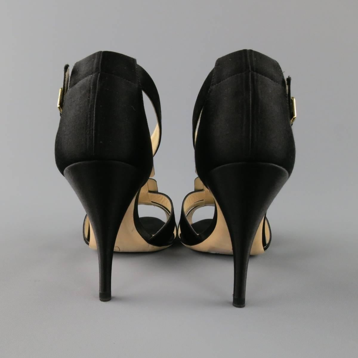 OSCAR DE LA RENTA Size 7.5 Black Silk Strappy Sandals 2