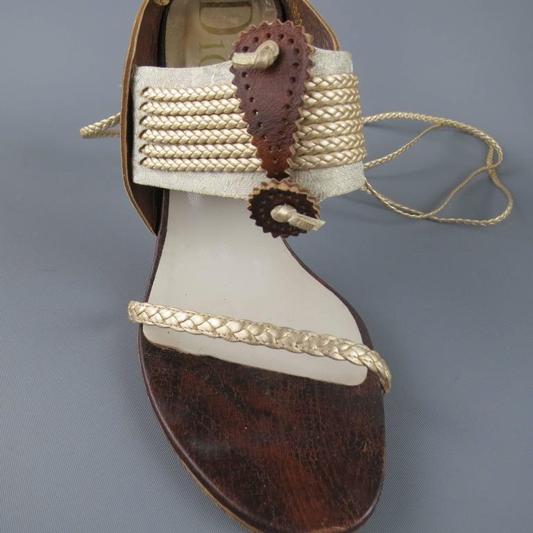 Christian Dior Dior Leather Sandal 385 Shoes, Brown Size 38 in 2020 | Brown leather sandals 