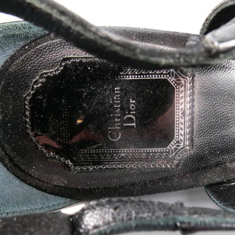 CHRISTIAN DIOR Size 11 Black Patent Leather Mary Jane Sandals Heels at