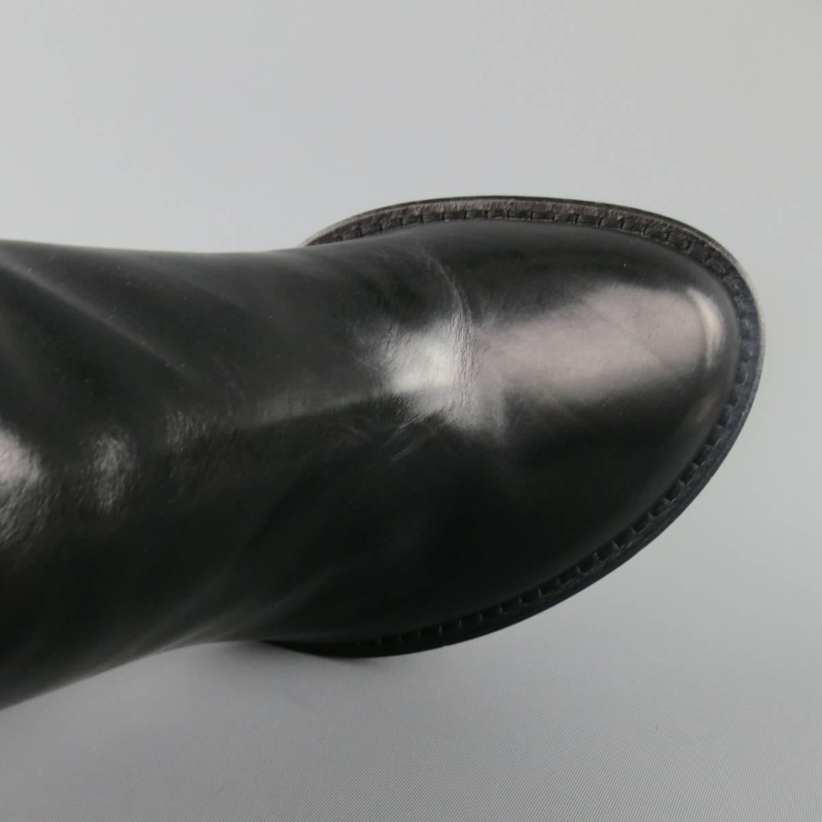 ANN DEMEULEMEESTER Size 6.5 Black Leather GLOVE Ankle Boots In Excellent Condition In San Francisco, CA