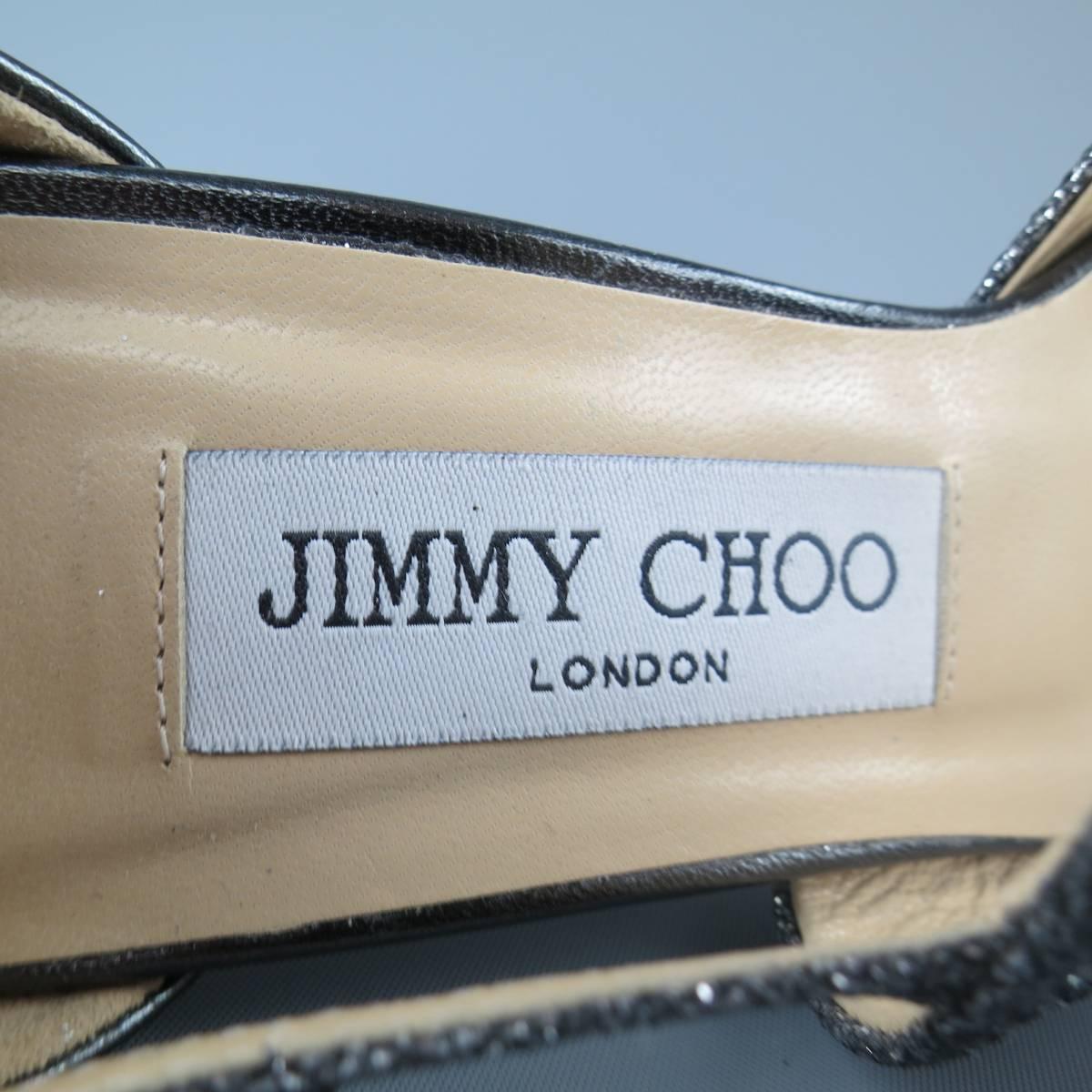 JIMMY CHOO Size 6 Silver Metallic Fabric & Leather Tyne Platform Sandals 2