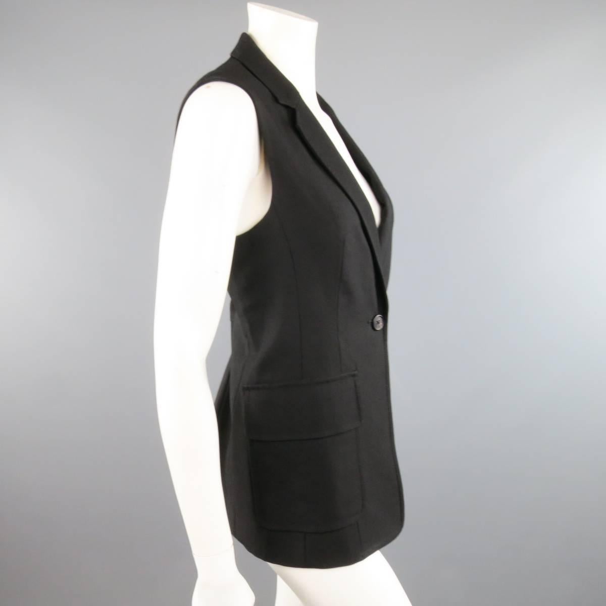 3.1 PHILLIP LIM Size 6 Black Virgin Wool Blend Notch Lapel Blazer Vest In Good Condition In San Francisco, CA