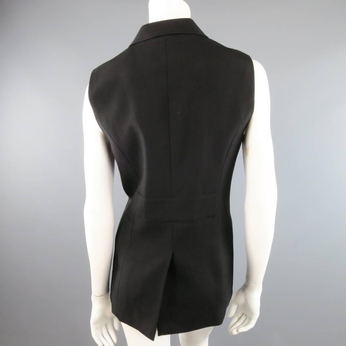 3.1 PHILLIP LIM Size 6 Black Virgin Wool Blend Notch Lapel Blazer Vest 2