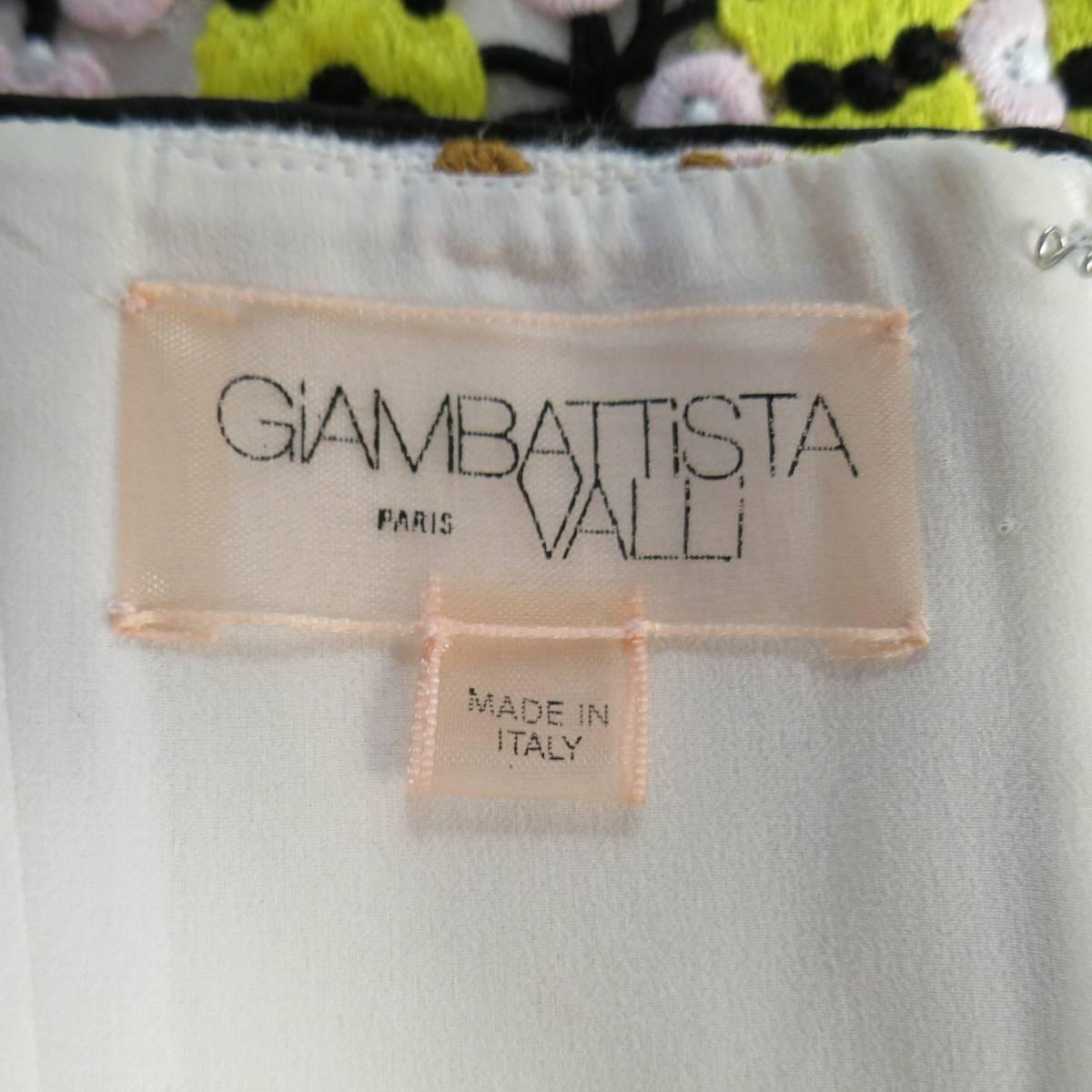 Giambattista Valli Yellow Pink Beige Linen and Lace Strapless Cocktail Dress  1