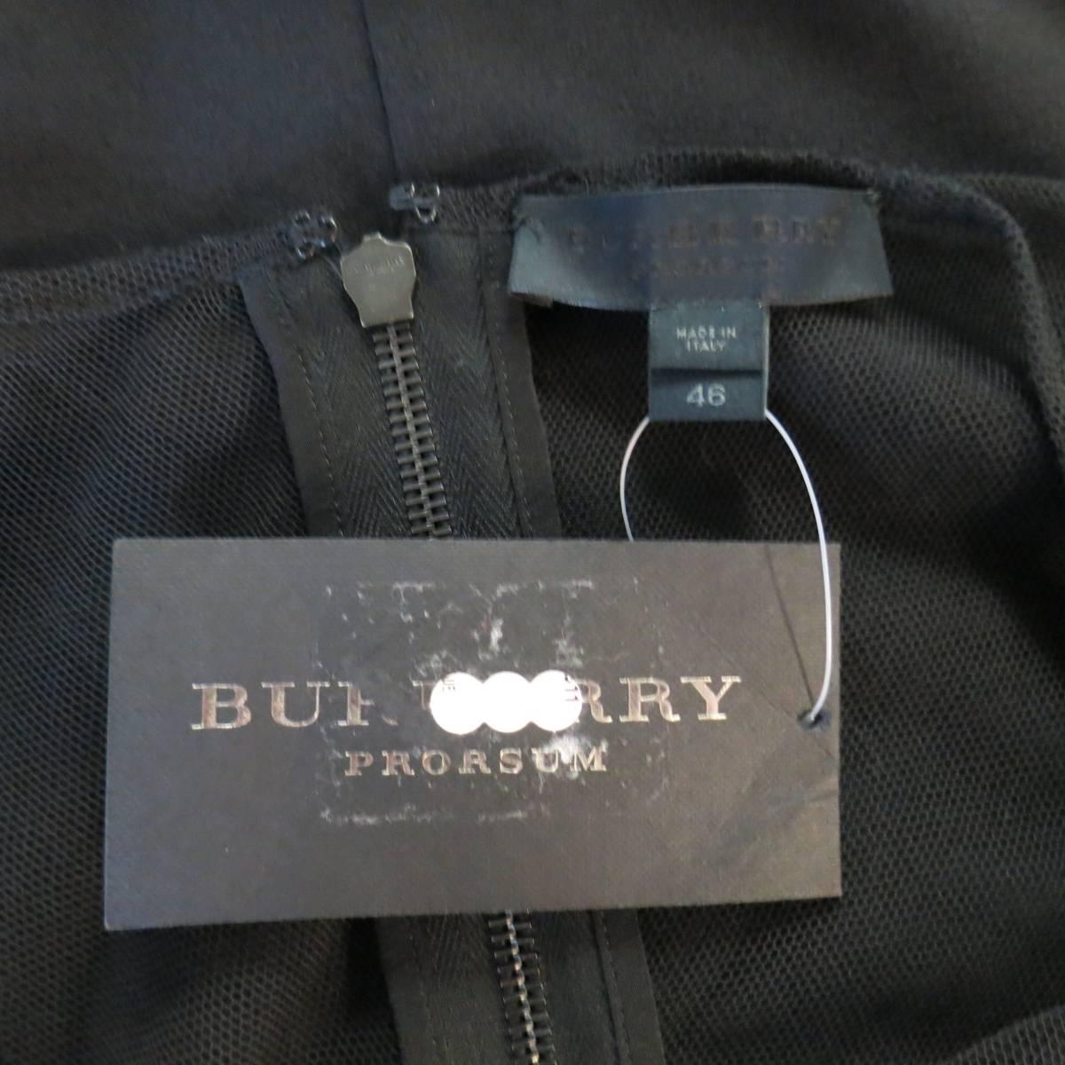 BURBERRY PRORSUM Size 10 Black Draped Silk & Mesh Cocktail Dress 1