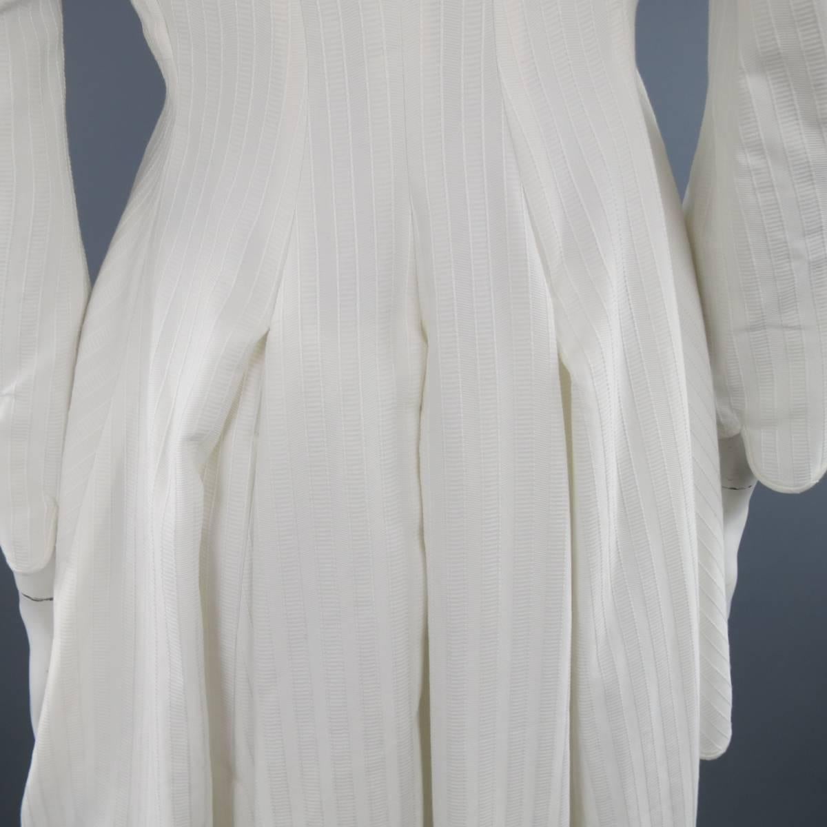 Women's Ralph Lauren White Striped Cotton Scalloped High Low Shirt Dress