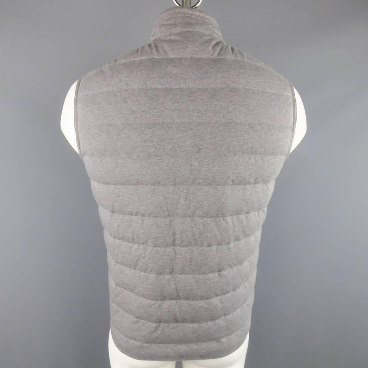 Gray Men's MONCLER XXL Heather Grey Quilted Cotton Down Vest