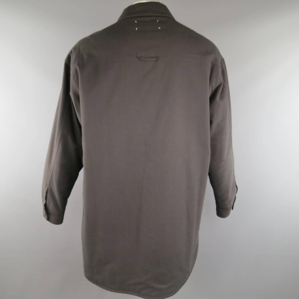 Men's MAISON MARTIN MARGIELA 42 Charcoal Cotton / Wool Oversized Shirt Jacket 1