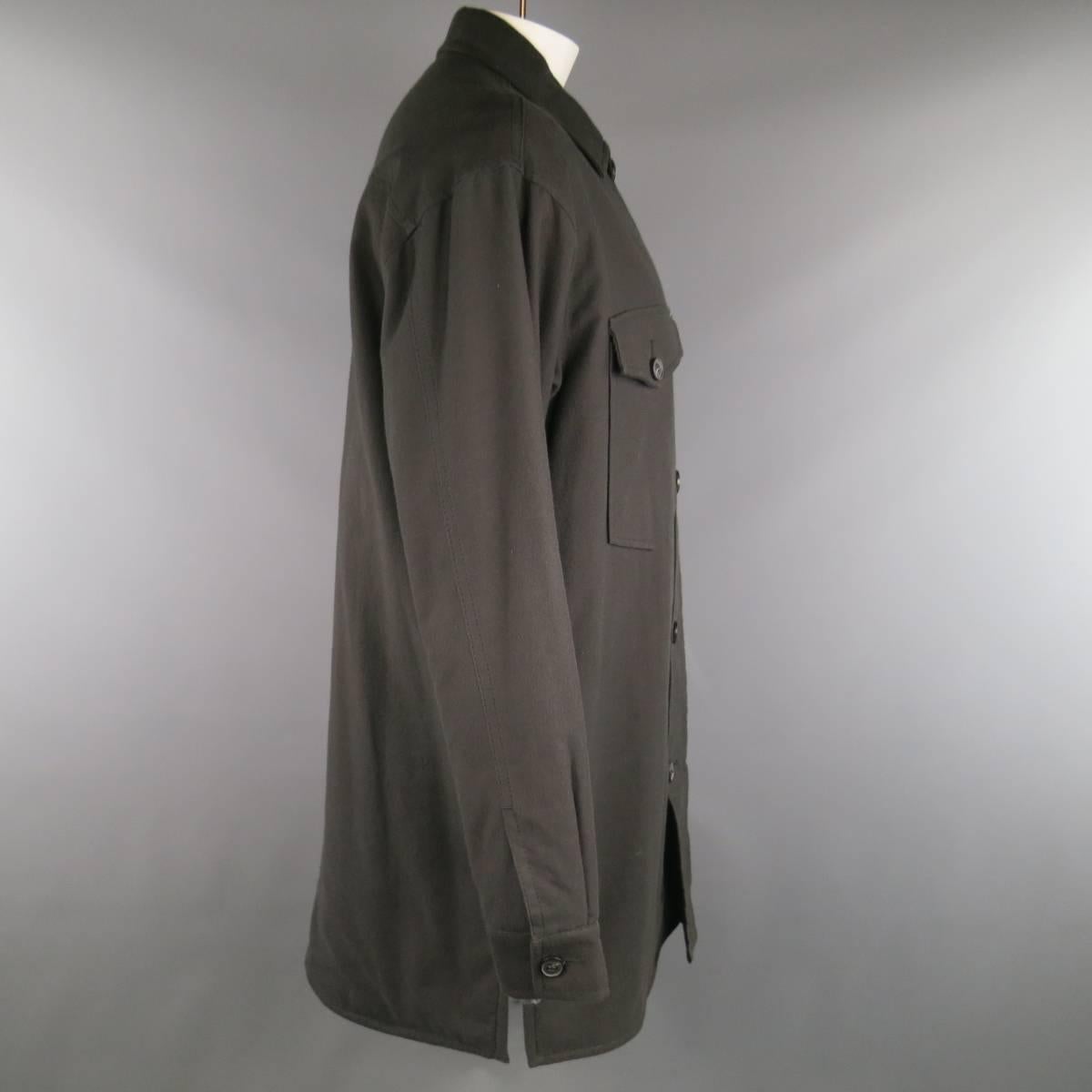 Men's MAISON MARTIN MARGIELA 42 Charcoal Cotton / Wool Oversized Shirt Jacket In Excellent Condition In San Francisco, CA