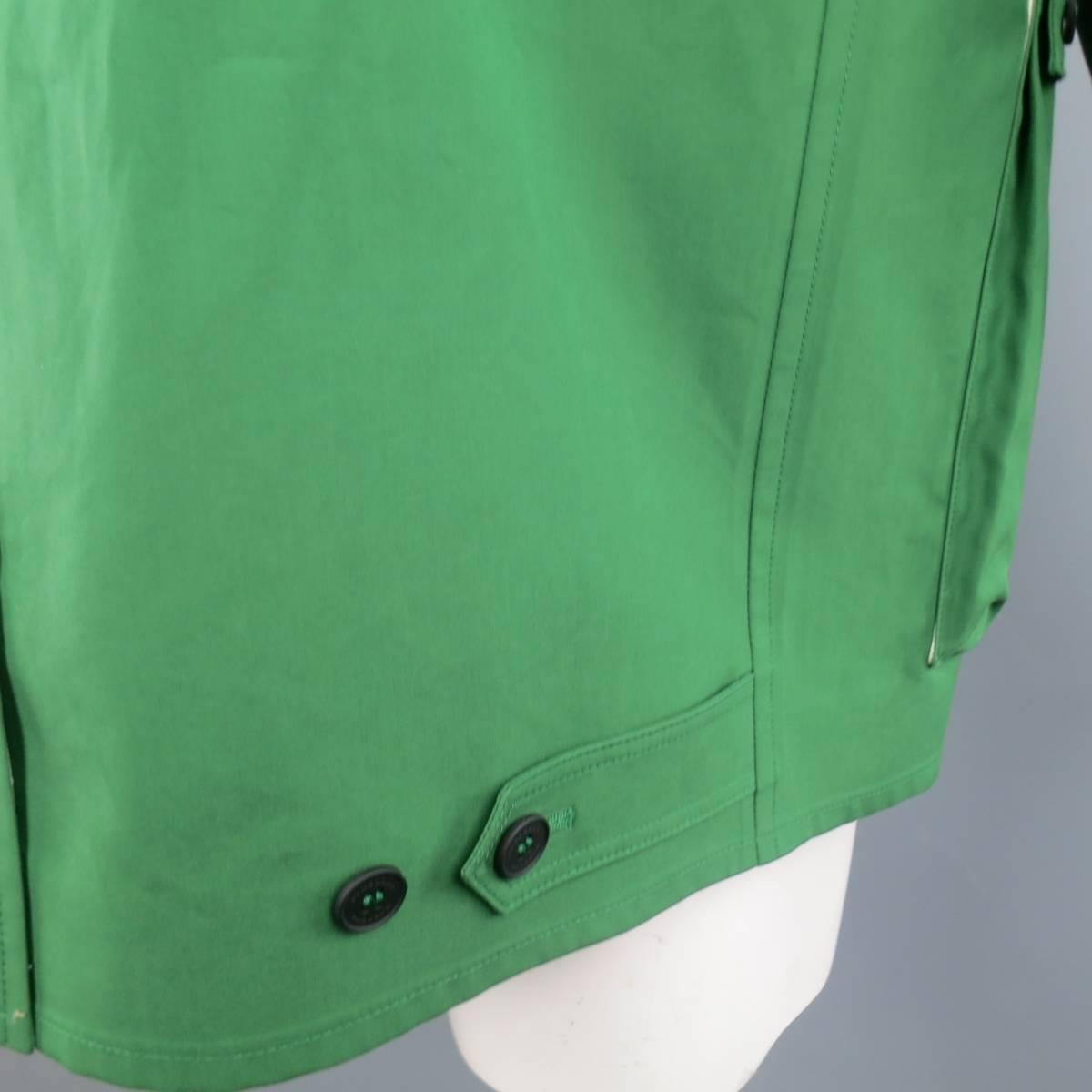 Men's BURBERRY PRORSUM 44 Green Coated Cotton Hooded Jacket In Good Condition In San Francisco, CA