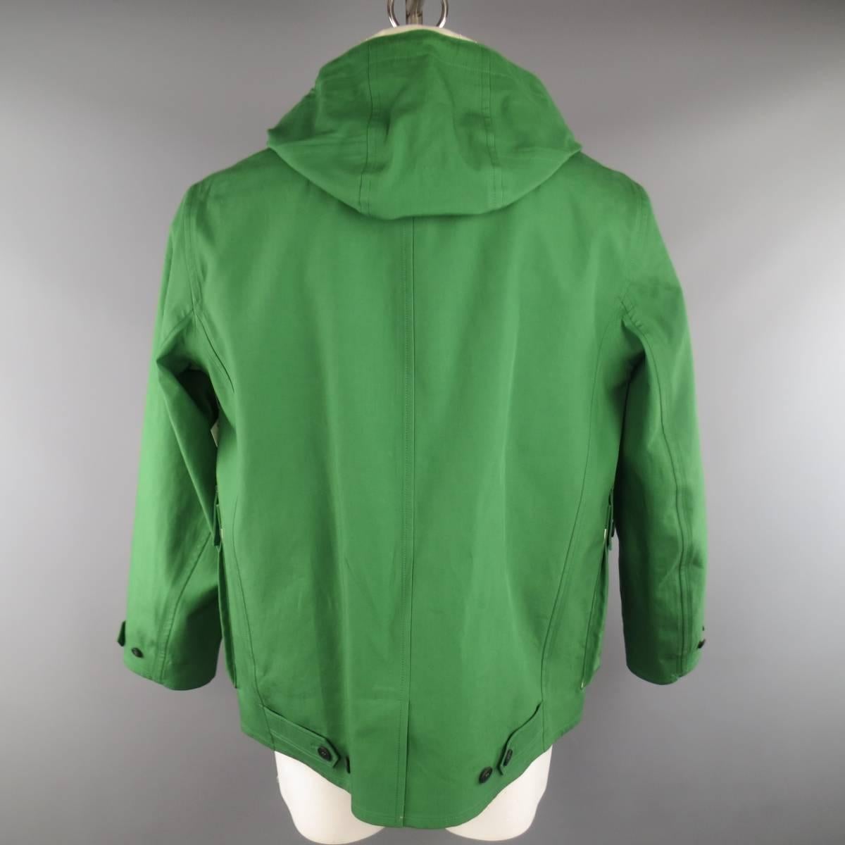 Men's BURBERRY PRORSUM 44 Green Coated Cotton Hooded Jacket 1