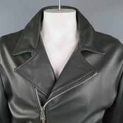 CHROME HEARTS Black Leather Sterling Sliver Sward & Star Hardware Biker Jacket