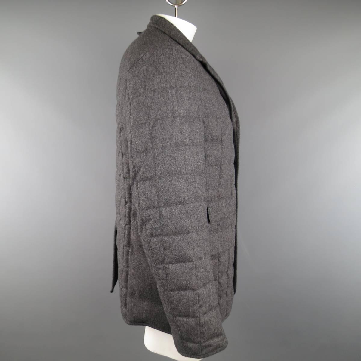 Men's BLACK FLEECE 44 Dark Gray Quilted Down Wool Sport Coat Jacket 1