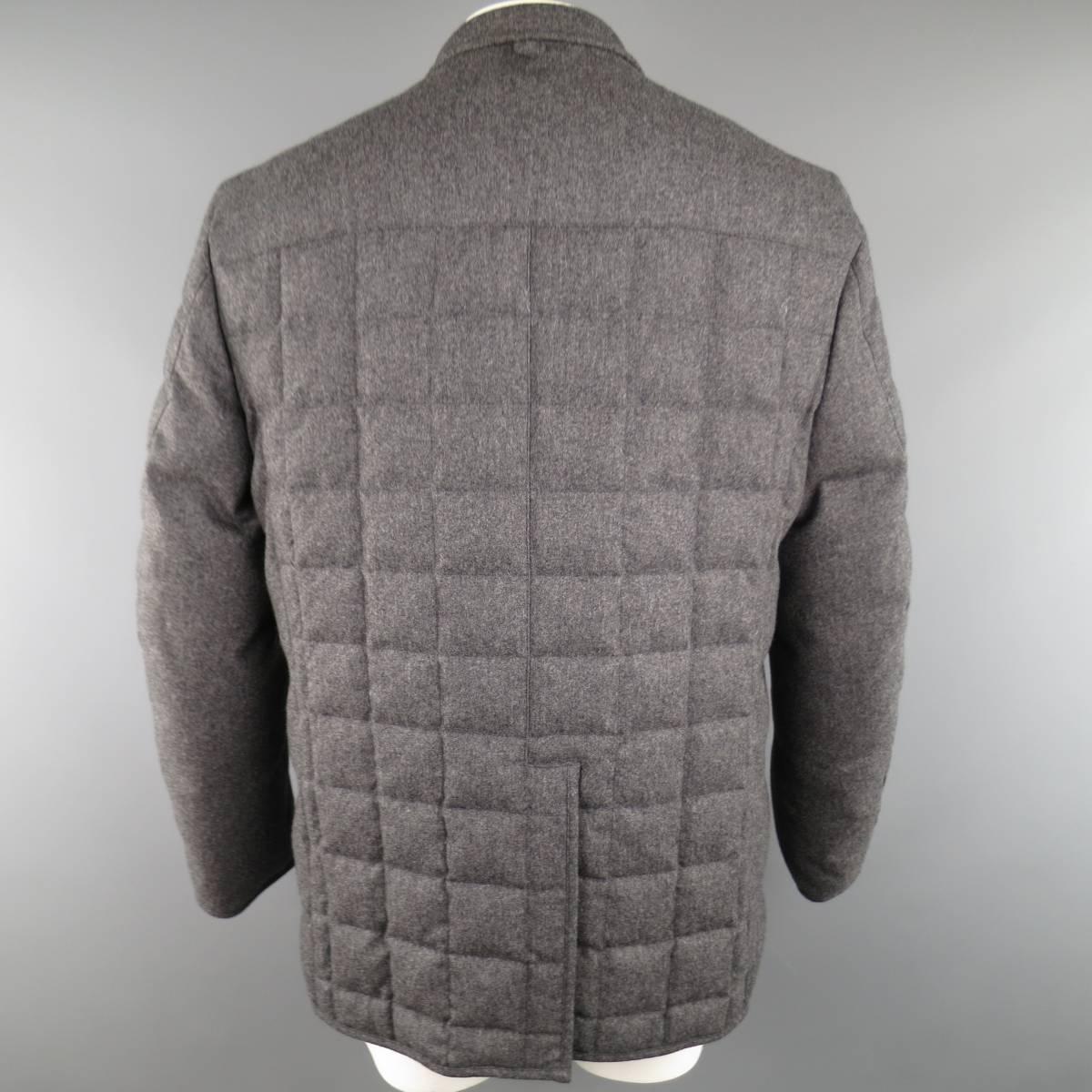 Men's BLACK FLEECE 44 Dark Gray Quilted Down Wool Sport Coat Jacket 2