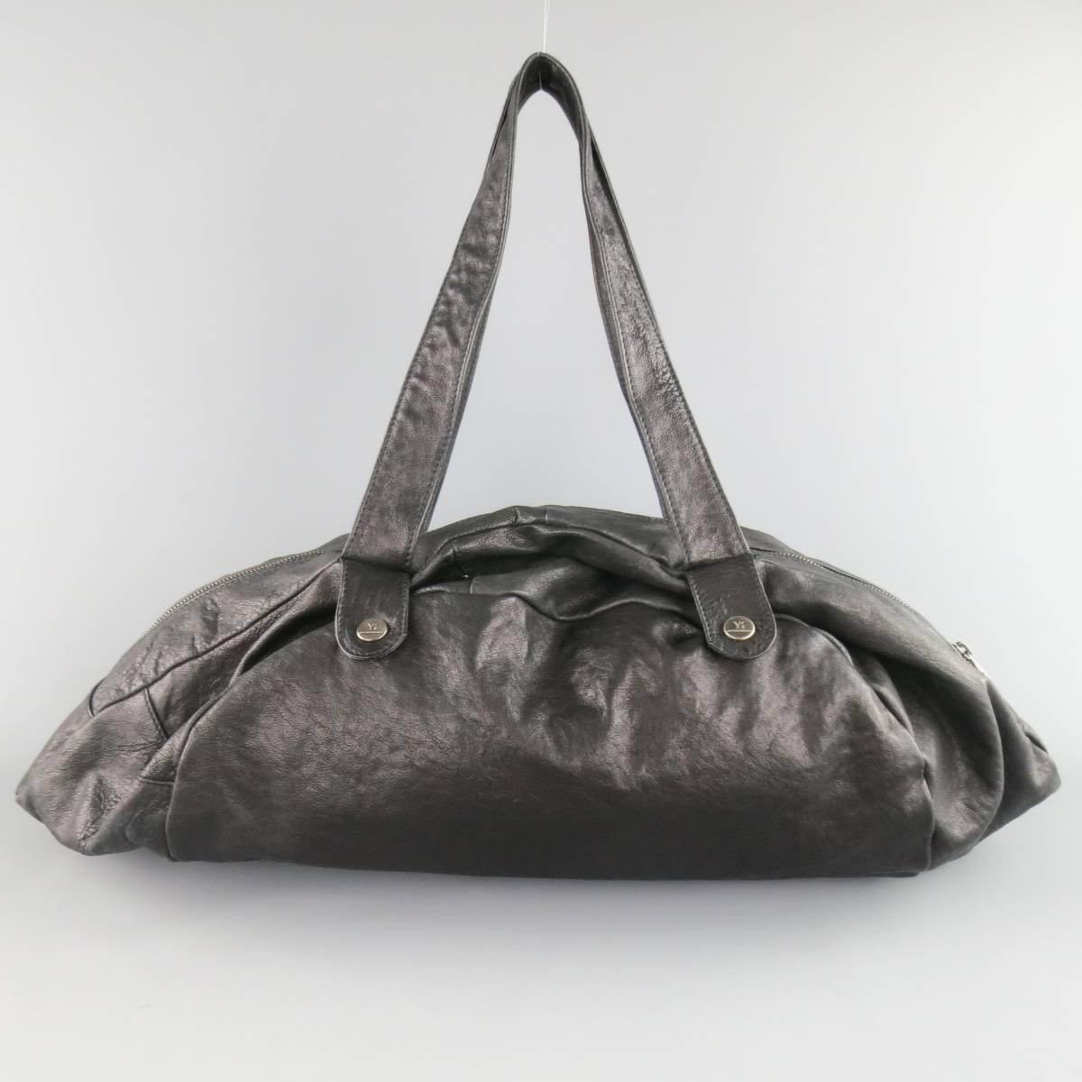 Women's or Men's Y's by YOHJI YAMAMOTO x MANDARINA Black Leather Snap Duffle Bag