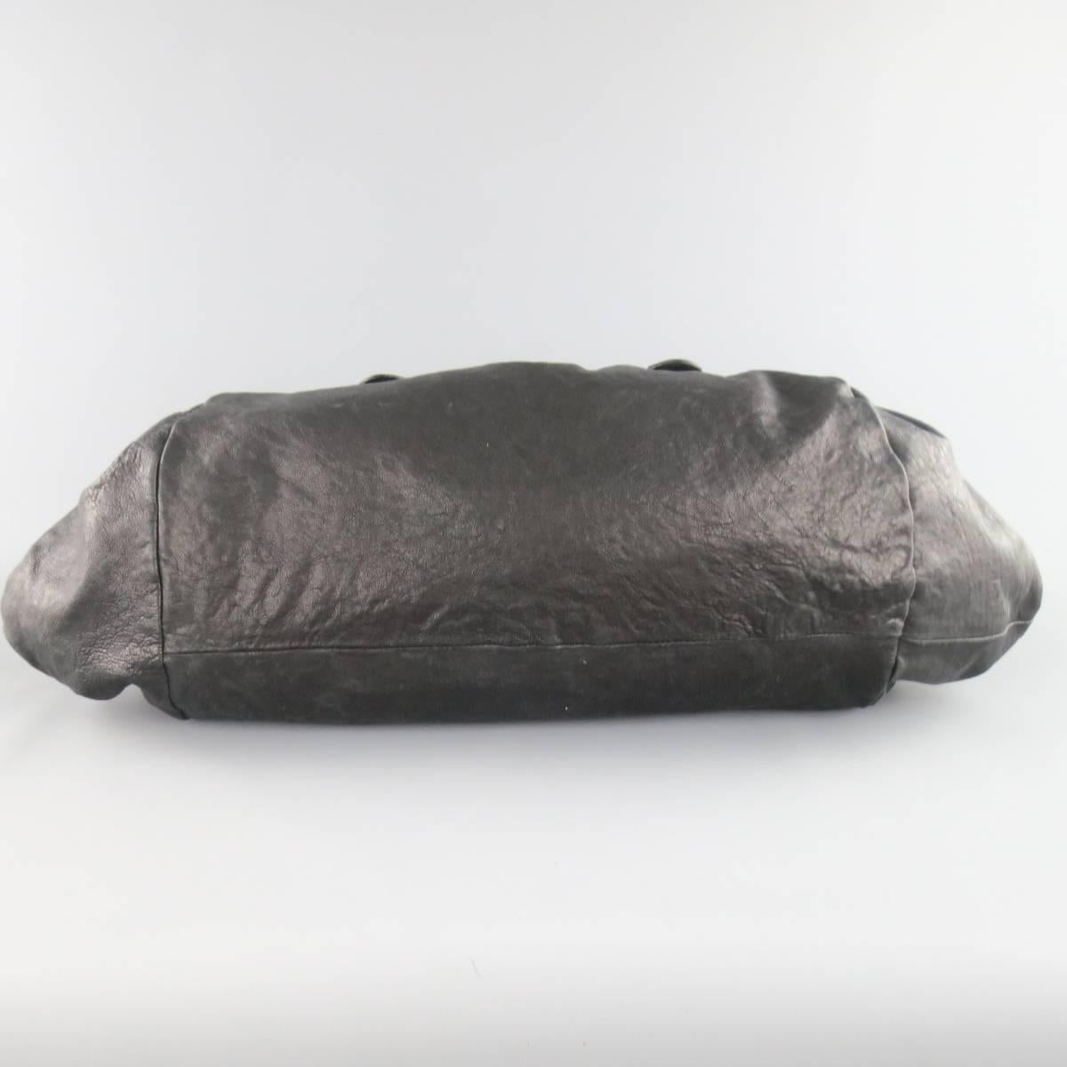 Y's by YOHJI YAMAMOTO x MANDARINA Black Leather Snap Duffle Bag In Good Condition In San Francisco, CA