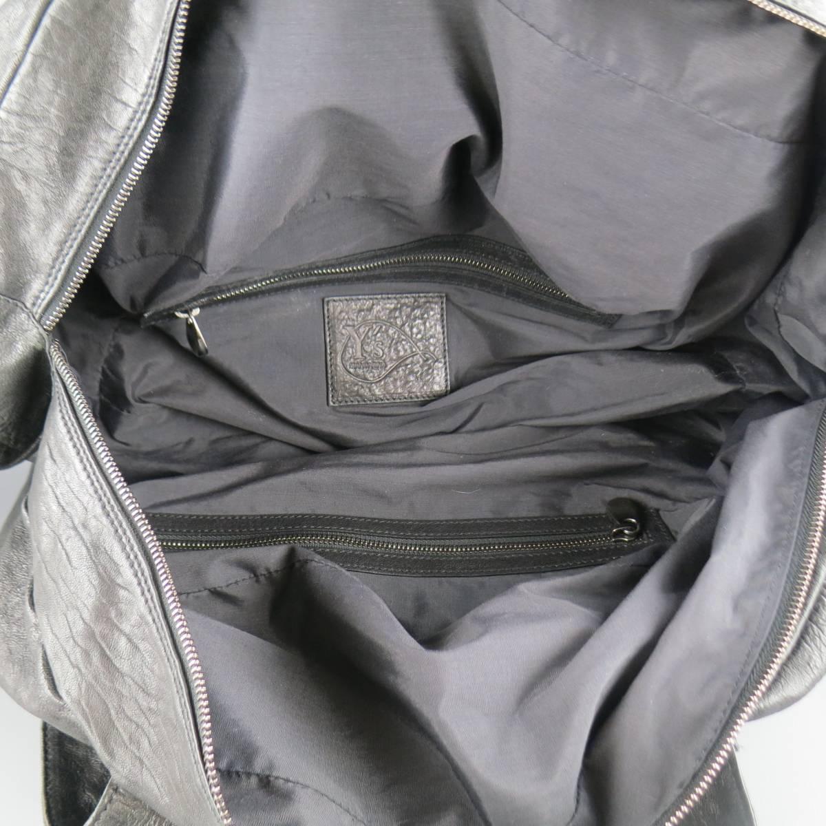Y's by YOHJI YAMAMOTO x MANDARINA Black Leather Snap Duffle Bag 2