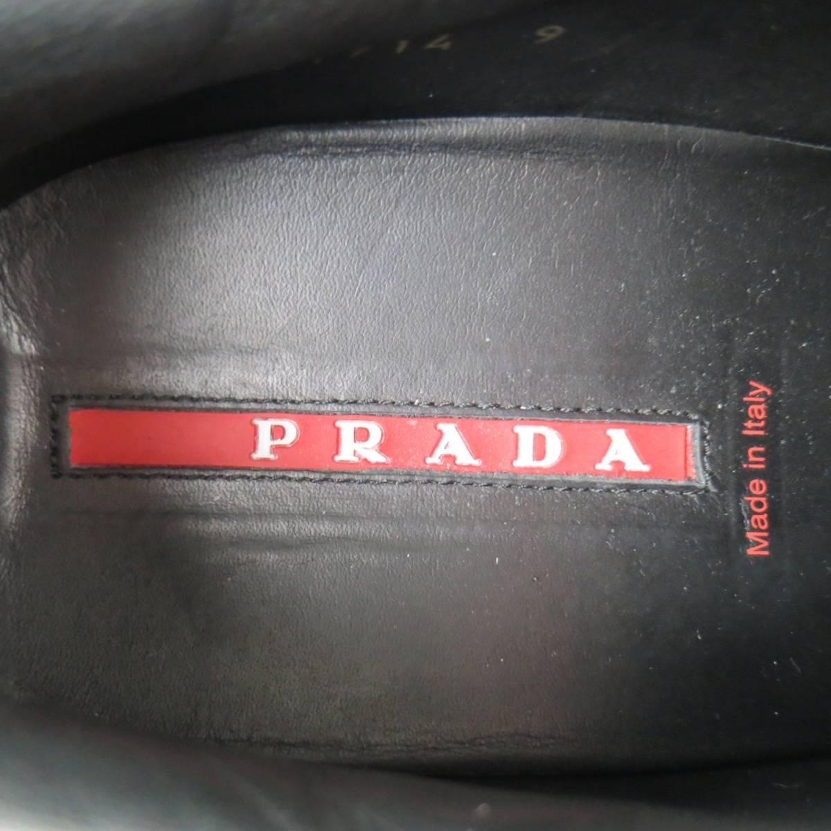 Men's PRADA Size 10 Navy & Grey Ombre Patent Leather Sneakers 2