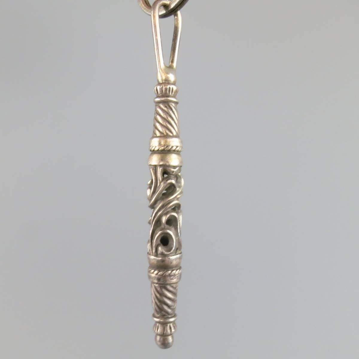 CHROME HEARTS Sterling Silver Long Wand Charm Key Chain Ring In Good Condition In San Francisco, CA
