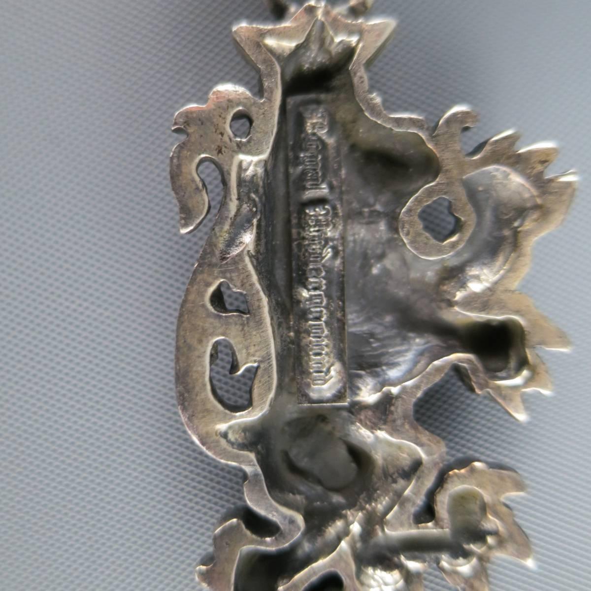 Royal Underground Black Leather Sterling Silver Lion Necklace 1