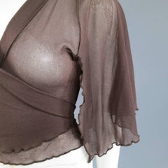 JEAN PAUL GAULTIER Size M Brown Mesh Cropped Wrap Capelet Top