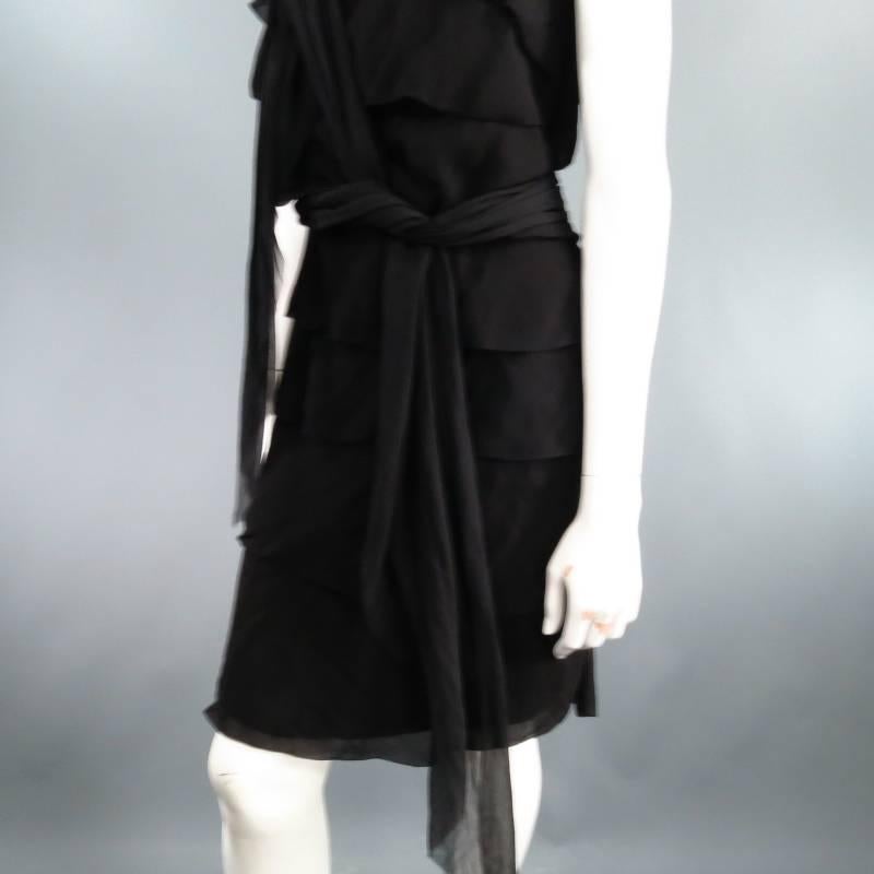 black tiered ruffle dress