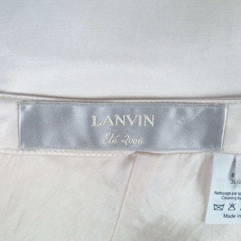 Gray LANVIN Size 8 Cream Satin Pencil Skirt