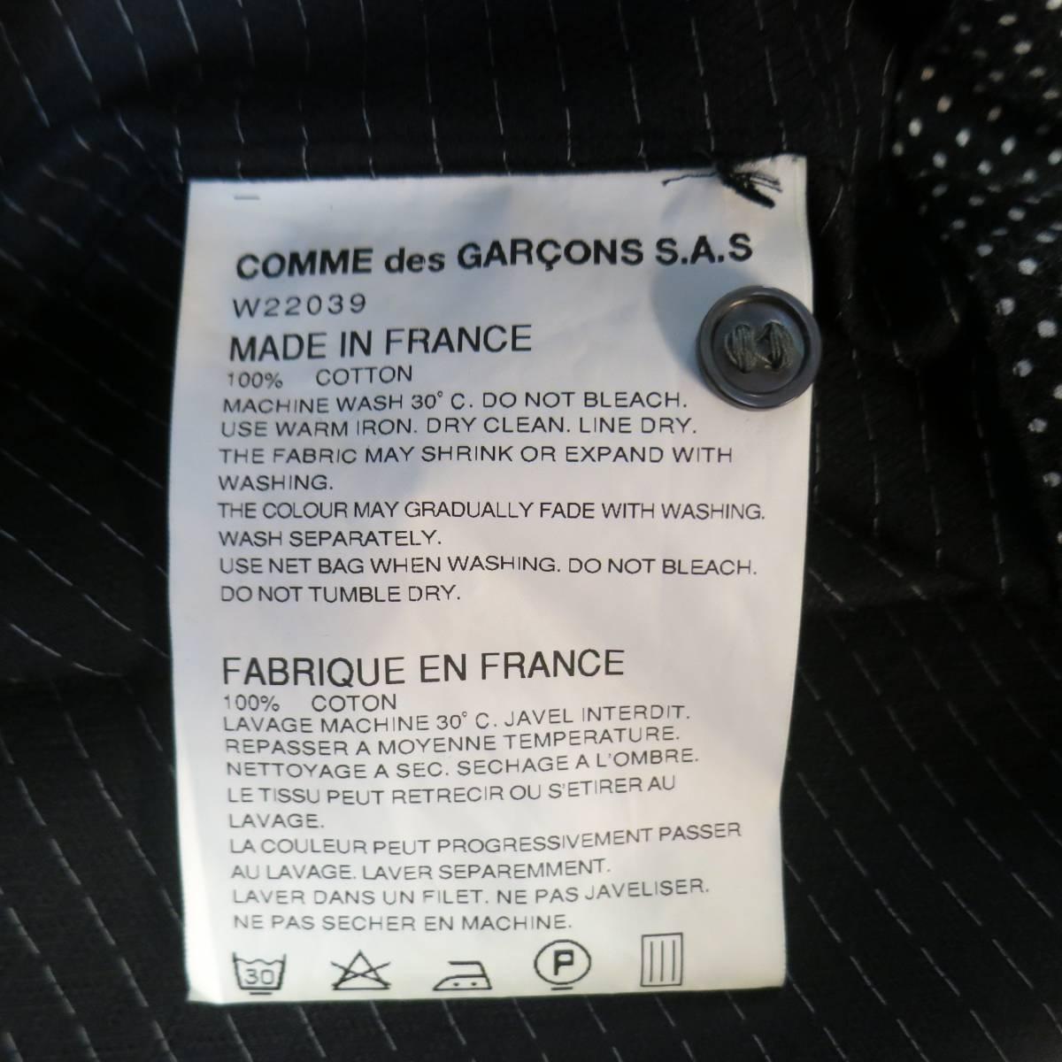 Men's COMME des GARCONS Size M Black Dots Panel Cotton Long Sleeve Shirt 5
