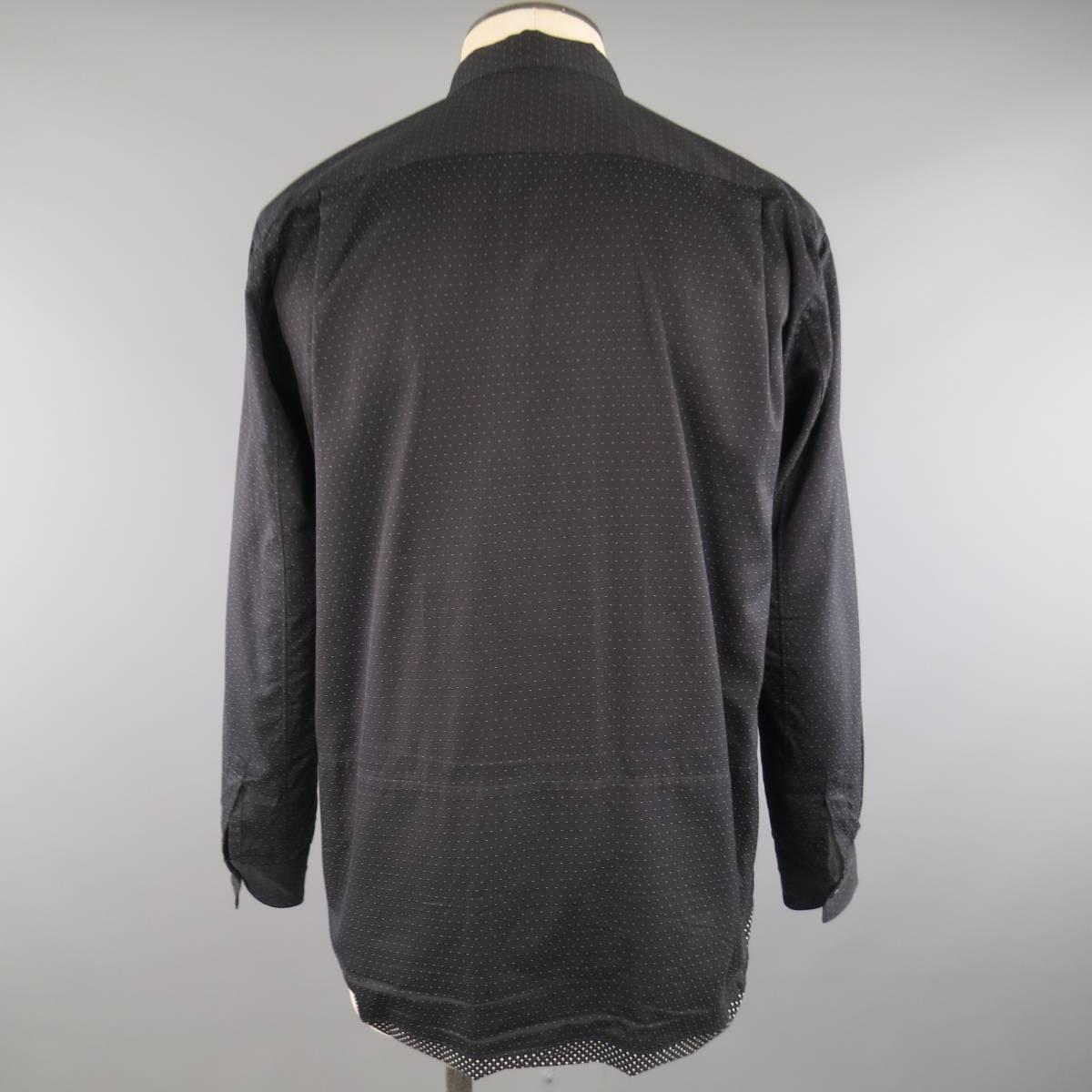 Men's COMME des GARCONS Size M Black Dots Panel Cotton Long Sleeve Shirt 2