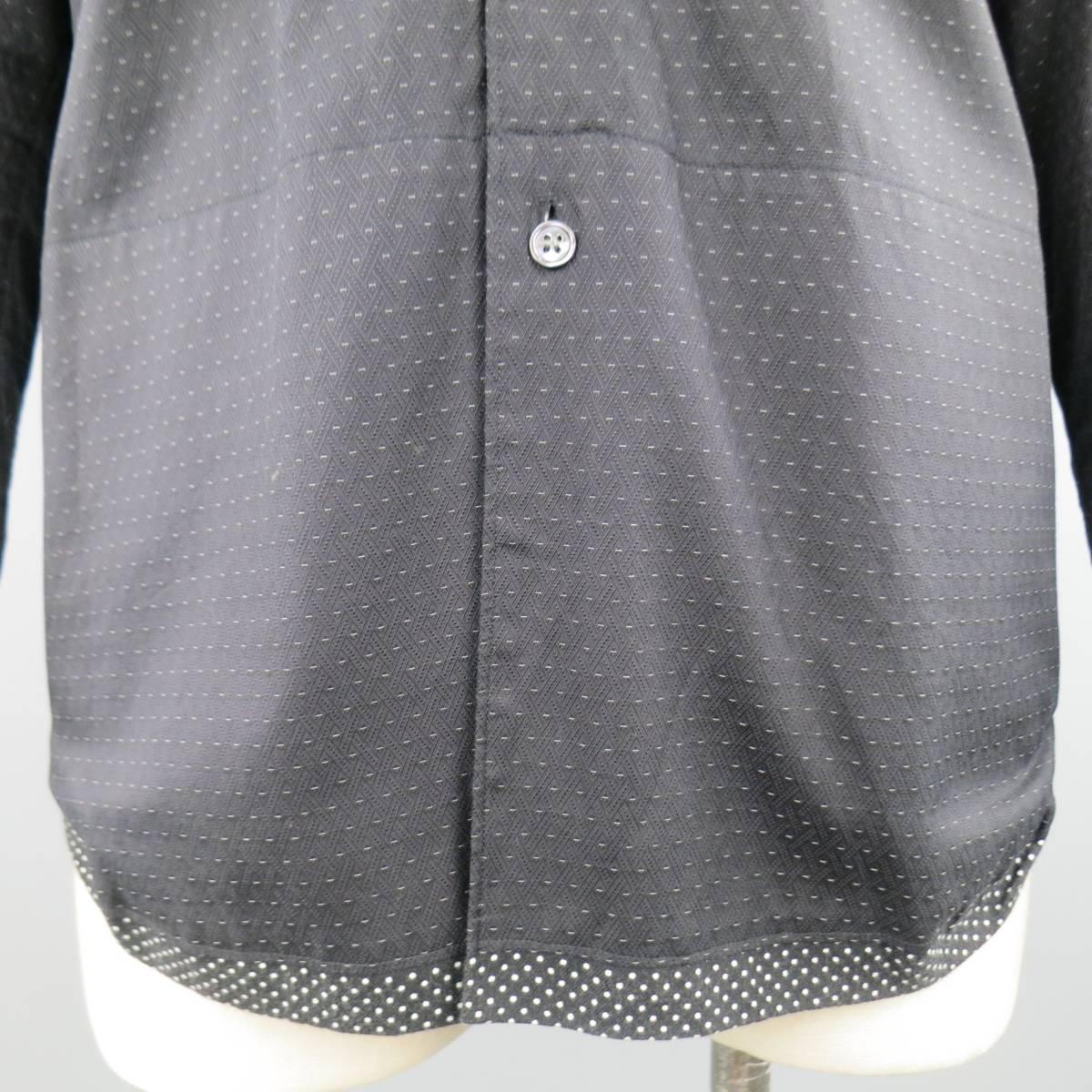 Men's COMME des GARCONS Size M Black Dots Panel Cotton Long Sleeve Shirt In Good Condition In San Francisco, CA