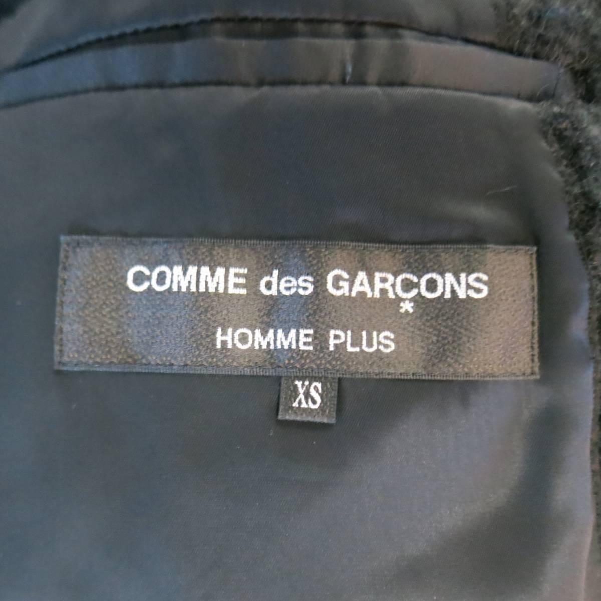 Men's COMME des GARCONS HOMME PLUS XS Black Fuzzy Textured Mohair / Wool Jacket 5