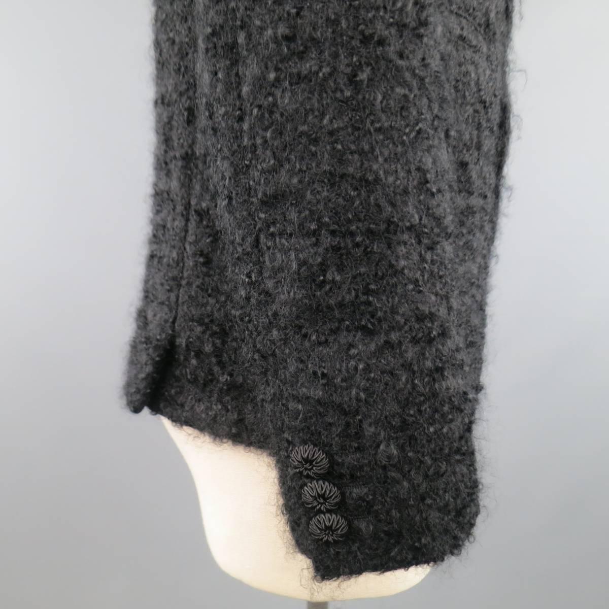 Men's COMME des GARCONS HOMME PLUS XS Black Fuzzy Textured Mohair / Wool Jacket 3