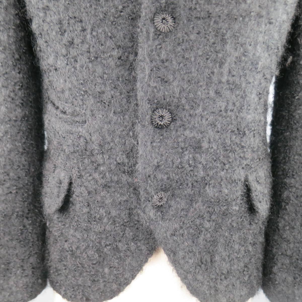 Men's COMME des GARCONS HOMME PLUS XS Black Fuzzy Textured Mohair / Wool Jacket In Good Condition In San Francisco, CA