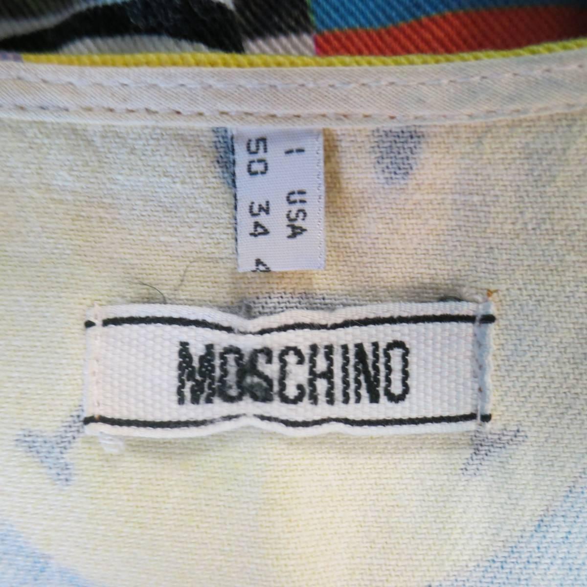 Vintage MOSCHINO Vest 42 Multi Media Photo Print Cotton Denim Waistcoat 4