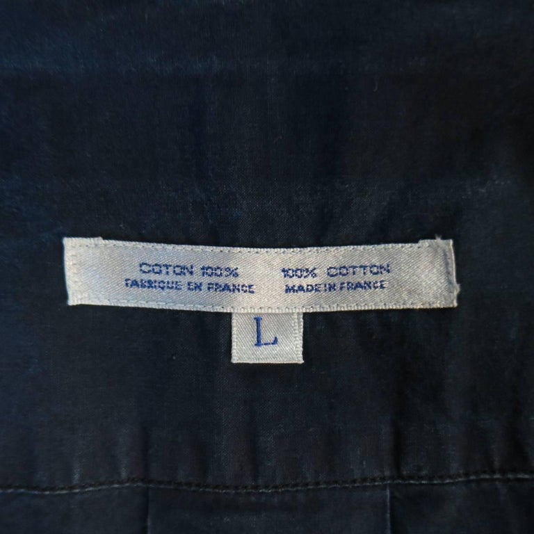 COMME des GARCONS Size L Blue and Cream Color Block Cotton Long Sleeve ...
